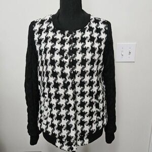 I love By Boy Meets Girl Womens M / Girls XL Plaid Jacket Cable Knit Slv